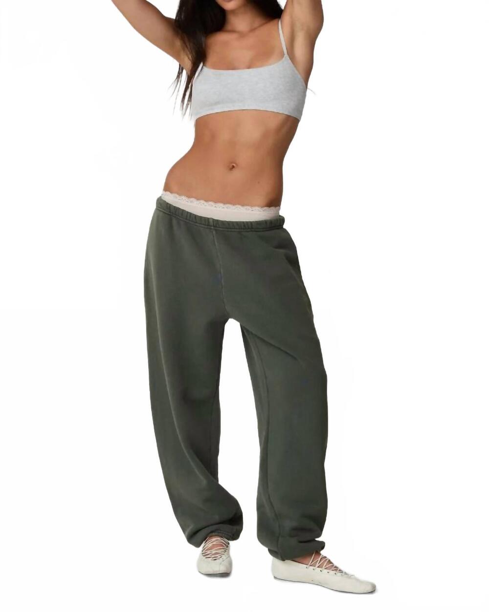 NEW ASHER sebi cotton fleece sweatpants in military green